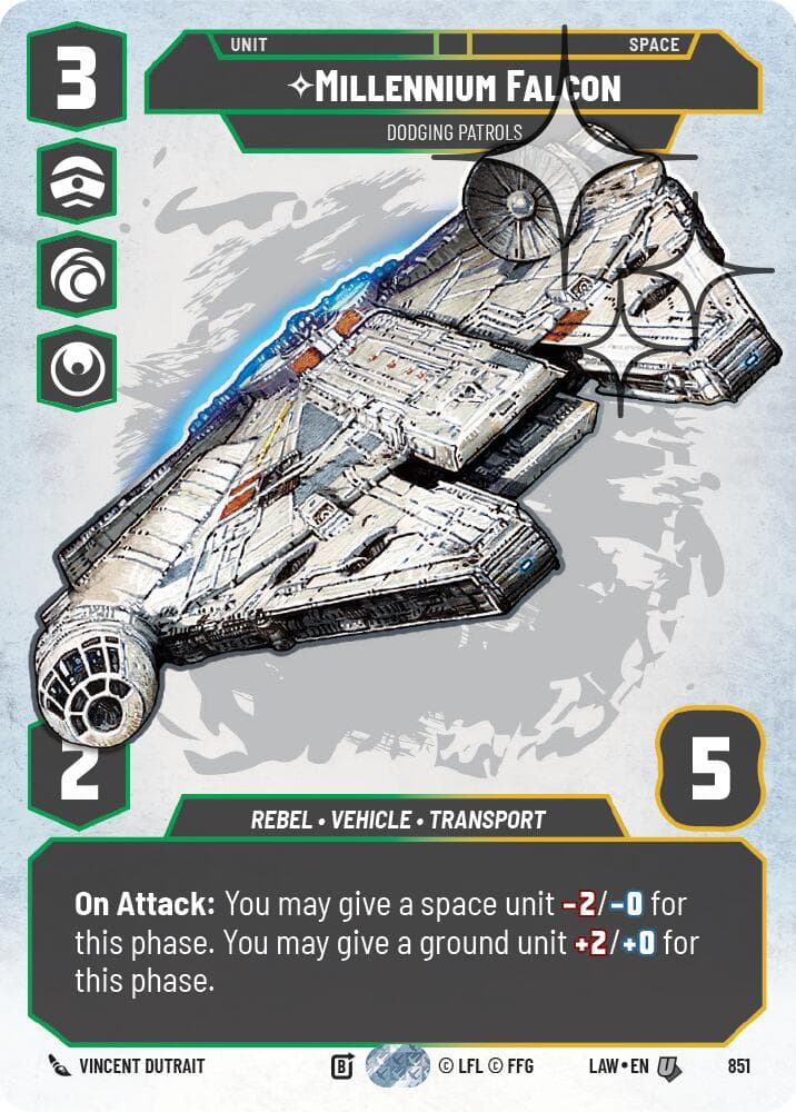 Millennium Falcon - Dodging Patrols (Prestige Foil) — A Lawless Time card