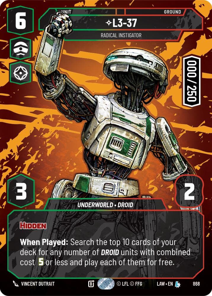 L3-37 - Radical Instigator (Serialized) — A Lawless Time card
