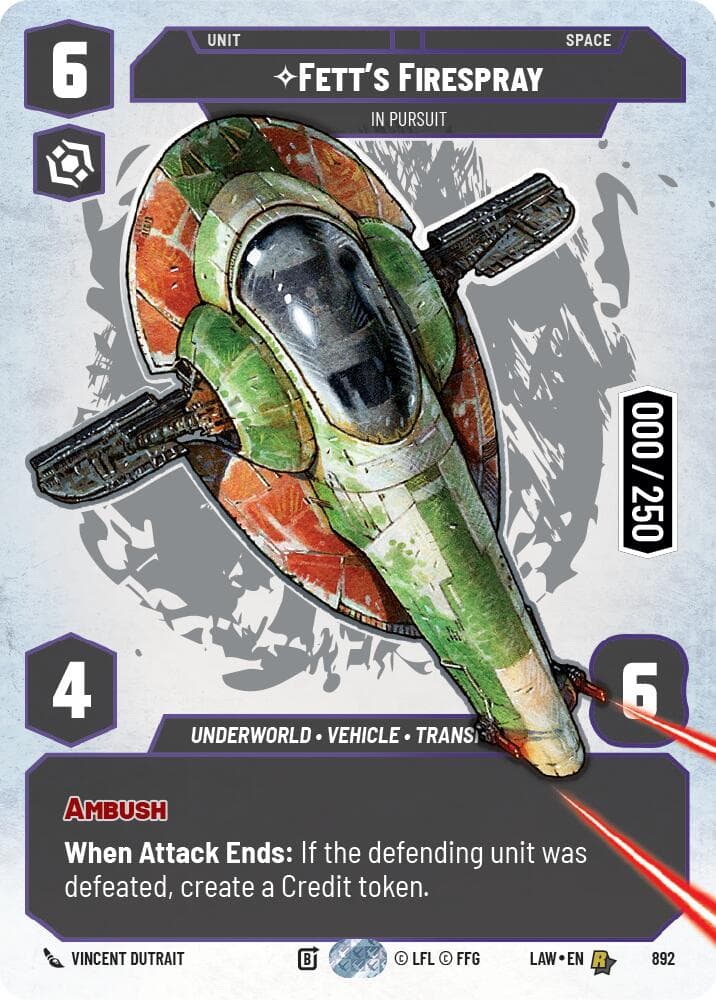 Fett's Firespray - In Pursuit (Serialized) — A Lawless Time card