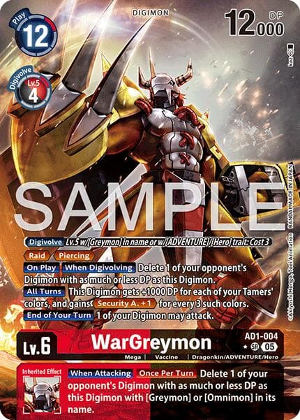 WarGreymon - AD1-004 (Alternate Art) — Advanced Booster Digimon Generation card