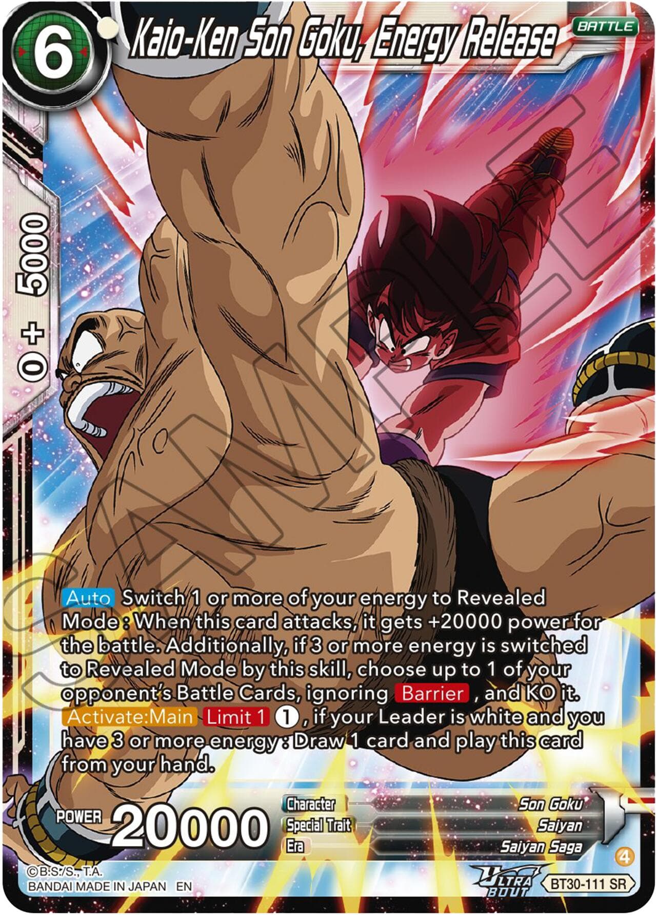 Kaio-Ken Son Goku, Energy Release — Three Glorious Fighters card