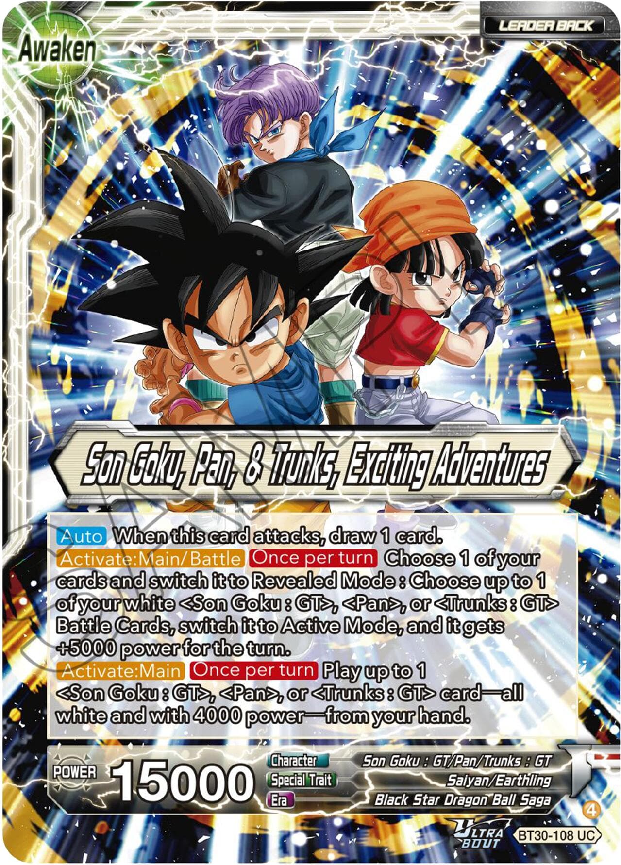 Son Goku, Pan, & Trunks // Son Goku, Pan, & Trunks, Exciting Adventures — Three Glorious Fighters card