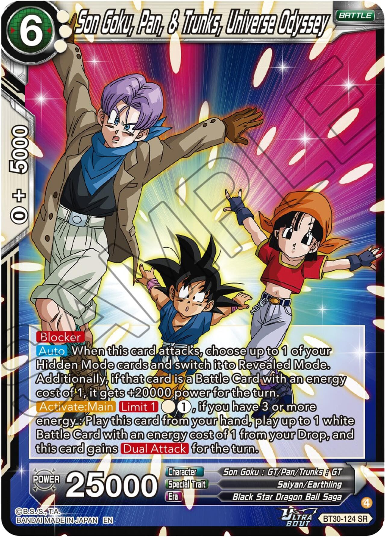 Son Goku, Pan, & Trunks, Universe Odyssey — Three Glorious Fighters card