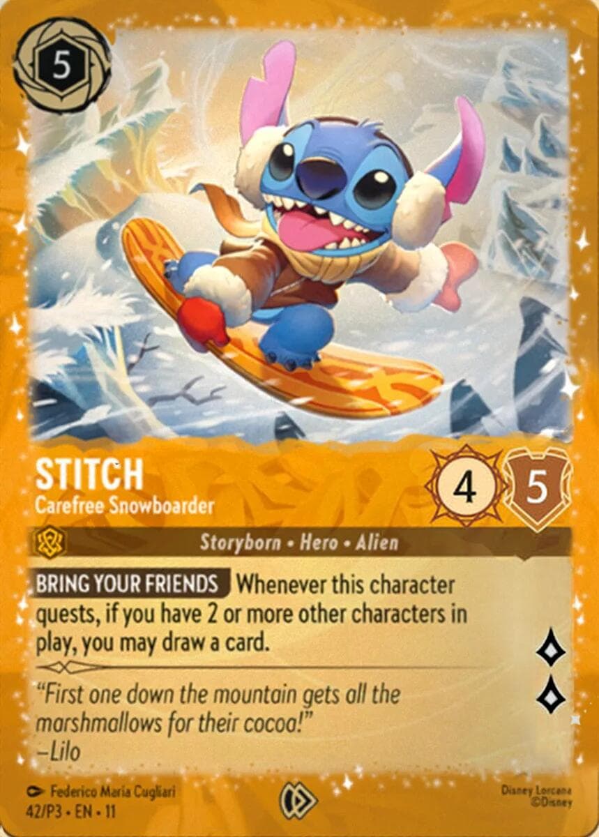 Stitch - Carefree Snowboarder — Disney Lorcana Promo Cards card