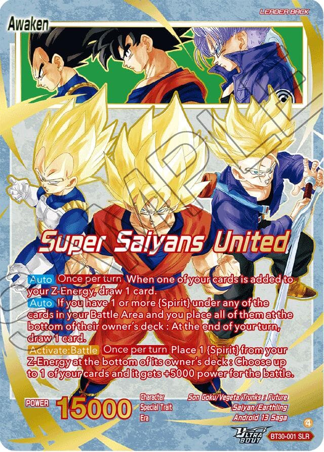 Son Goku, Vegeta, & Trunks // Super Saiyans United (SLR) — Three Glorious Fighters card