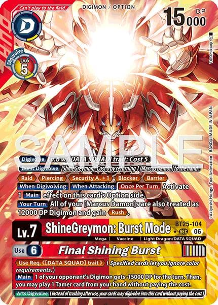 ShineGreymon: Burst Mode // Final Shining Burst (Alternate Art) — Dual Revolution card