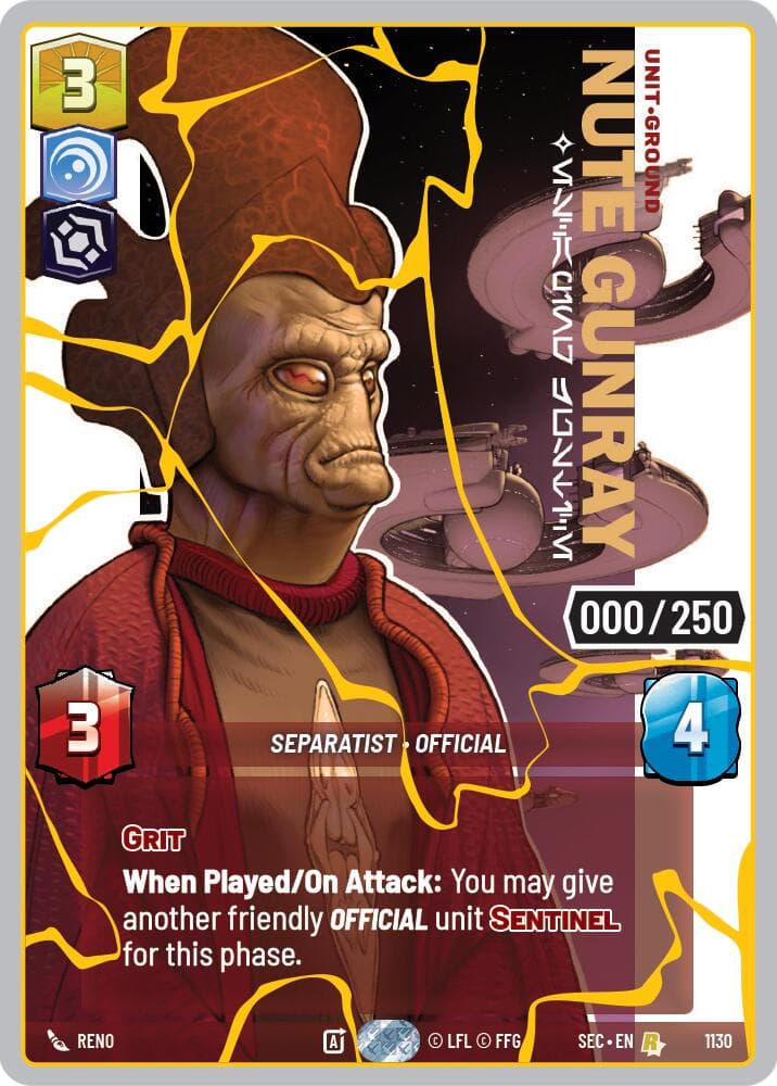 Nute Gunray - Escaping Justice (Serialized) (Gold) — Secrets of Power card