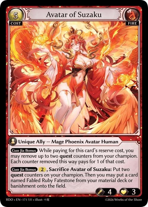 Avatar of Suzaku — Radiant Origins card