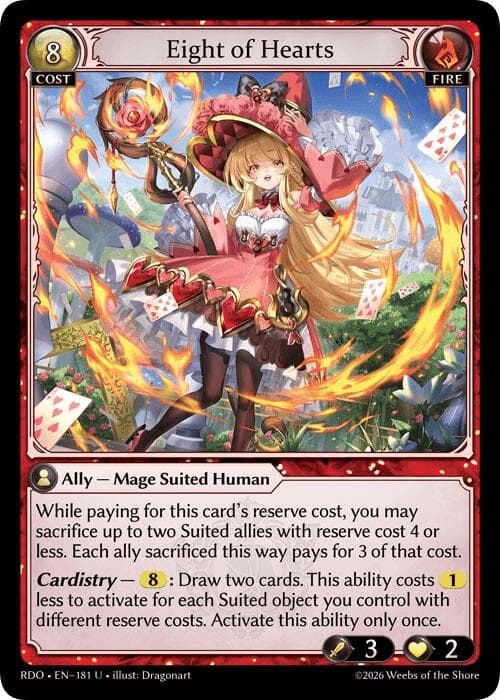 Eight of Hearts — Radiant Origins card