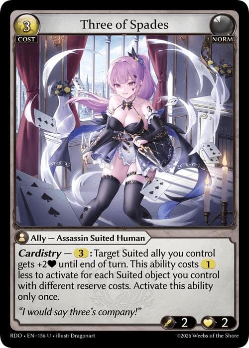 Three of Spades — Radiant Origins card