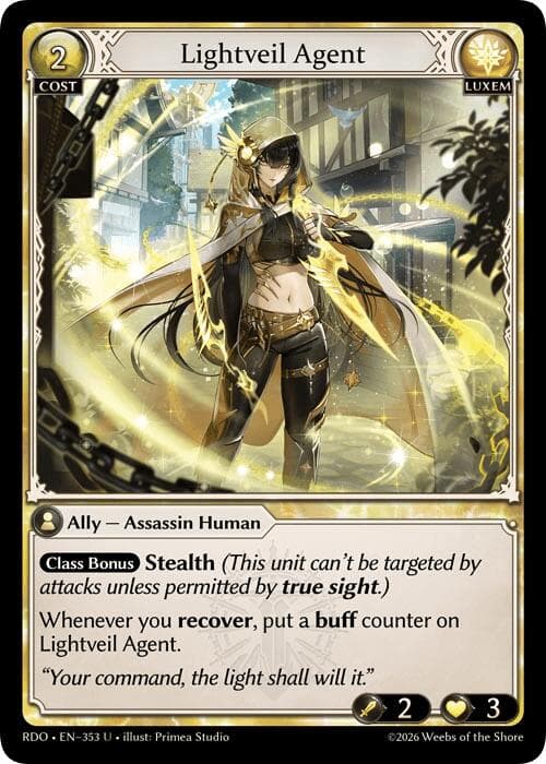 Lightveil Agent (Curio Foil) — Radiant Origins card
