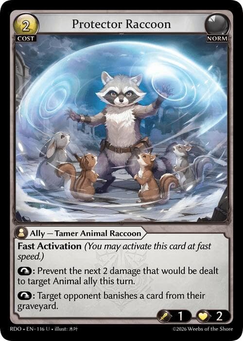 Protector Raccoon (Curio Foil) — Radiant Origins card