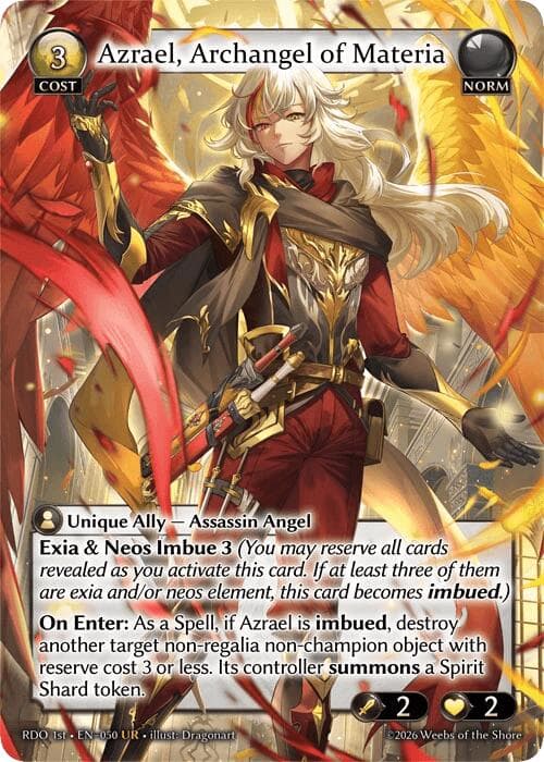 Azrael, Archangel of Materia — Radiant Origins card