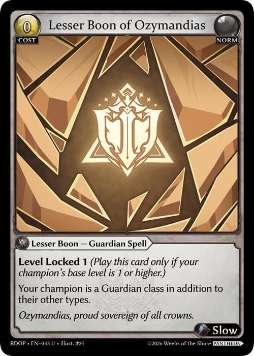 Lesser Boon of Ozymandias — Radiant Origins: Pantheon card