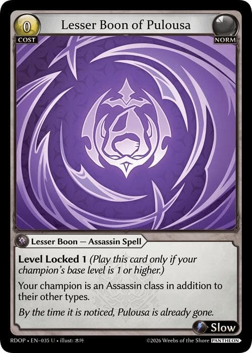 Lesser Boon of Pulousa — Radiant Origins: Pantheon card