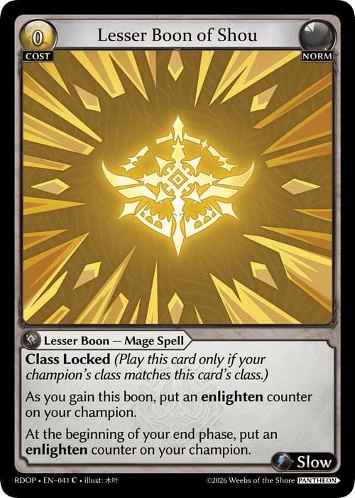 Lesser Boon of Shou — Radiant Origins: Pantheon card