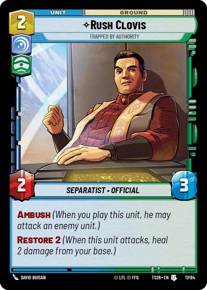 Rush Clovis - Trapped by Authority — Twin Suns card