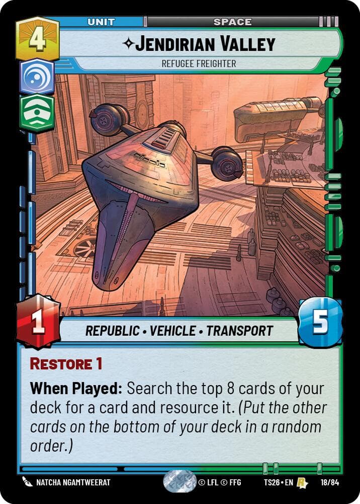 Jendirian Valley - Refugee Freighter — Twin Suns card