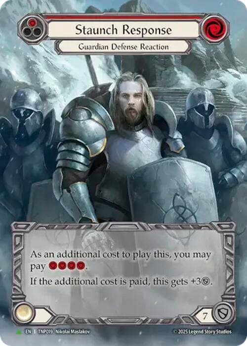 Staunch Response (Red) (Marvel) - TNP019 — Flesh and Blood: Promo Cards card