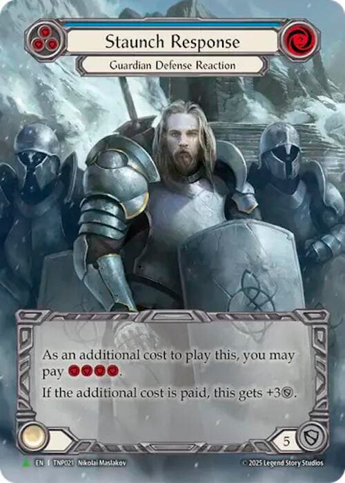 Staunch Response (Blue) (Marvel) - TNP020 — Flesh and Blood: Promo Cards card