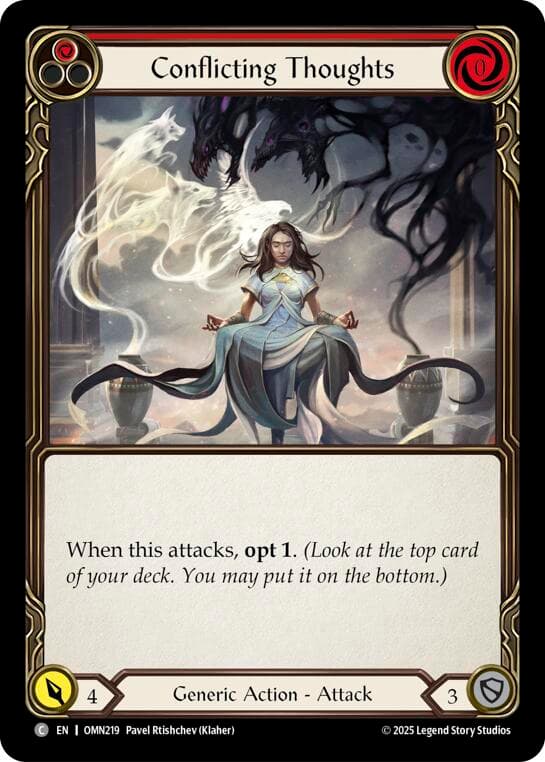 Conflicting Thoughts (Red) — Omens of the Third Age card