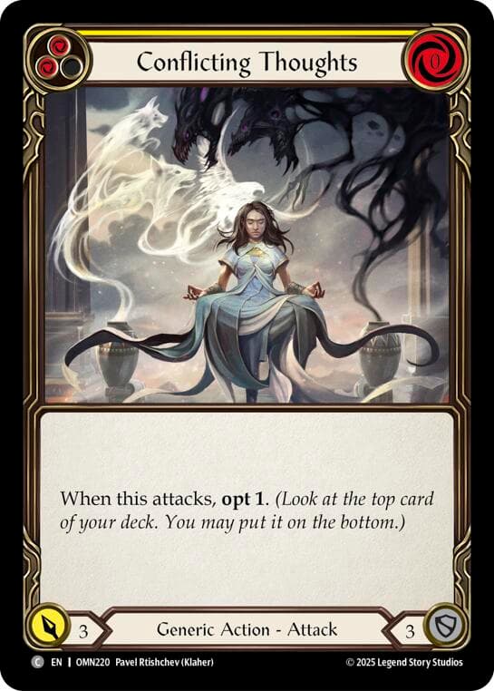 Conflicting Thoughts (Yellow) — Omens of the Third Age card