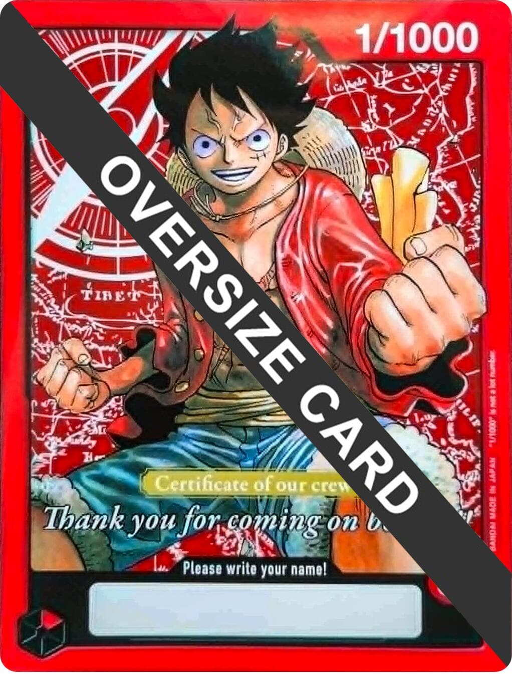Monkey.D.Luffy (Certificate of our crew) (Oversized) — One Piece Promotion Cards card