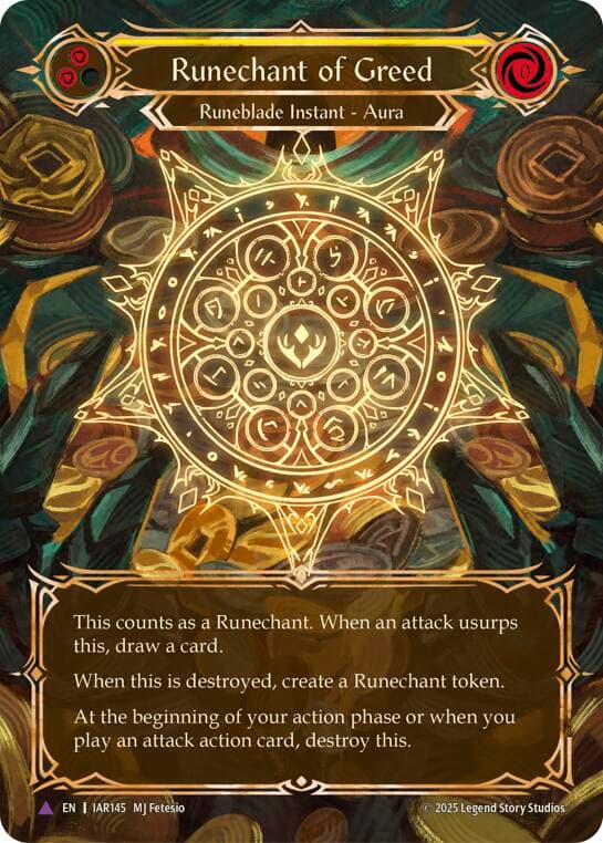Runechant of Greed (Yellow)(Marvel) — Omens of the Third Age card