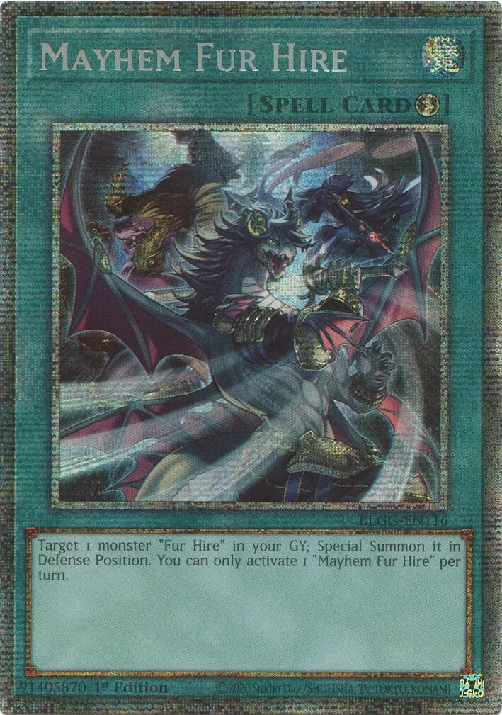 Mayhem Fur Hire (Starlight Foil) — Battles of Legend: Glorious Gallery card