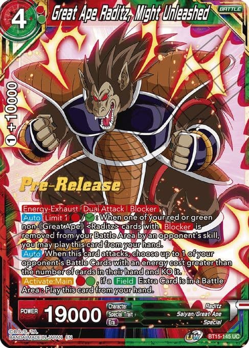 Great Ape Raditz, Might Unleashed