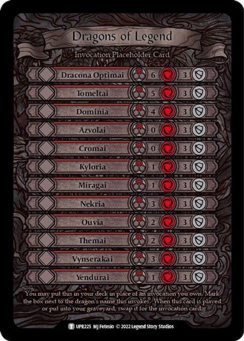Dragons of Legend Invocation Placeholder Card