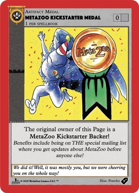 Metazoo Kickstarter Medal
