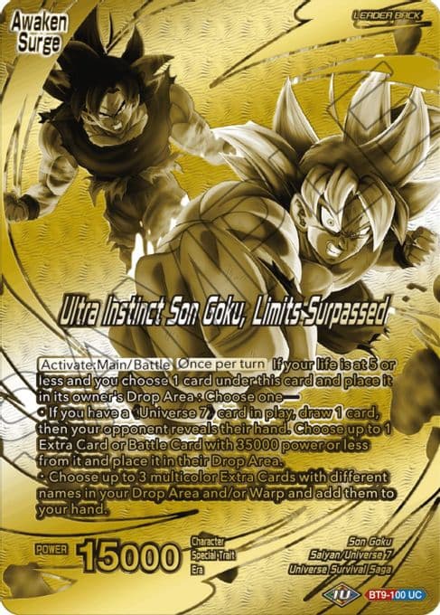 Son Goku // Ultra Instinct Son Goku, Limits Surpassed (Championship 2023 Golden Card Vol.2, Version 1)