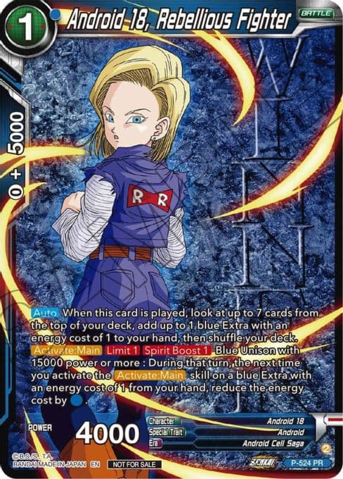 Android 18, Rebellious Fighter (Winner-Stamped) (Zenkai Series Tournament Pack Vol.5)