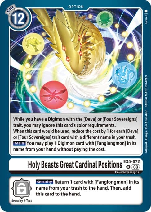 Holy Beasts Great Cardinal Positions
