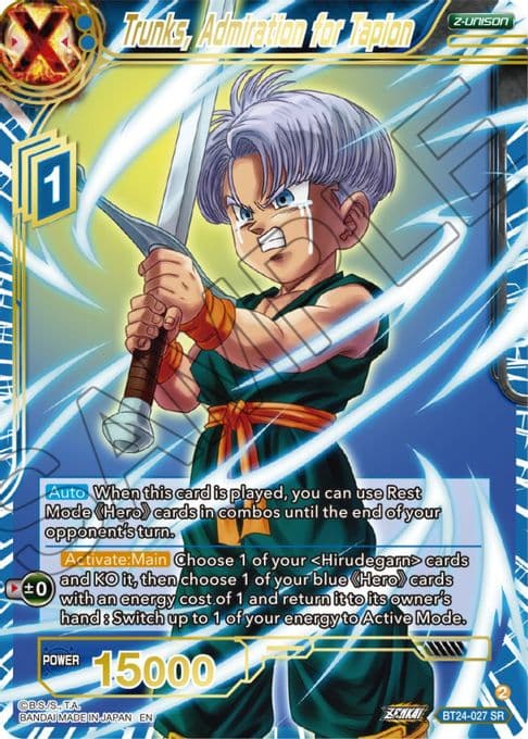 Trunks, Admiration for Tapion