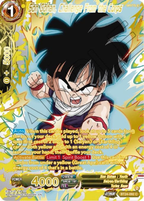 Son Gohan, Challenge From the Corps (Collector Booster Gold)