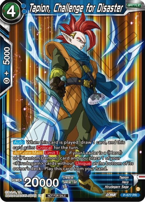 Tapion, Challenge for Disaster (Zenkai Series Tournament Pack Vol.7)