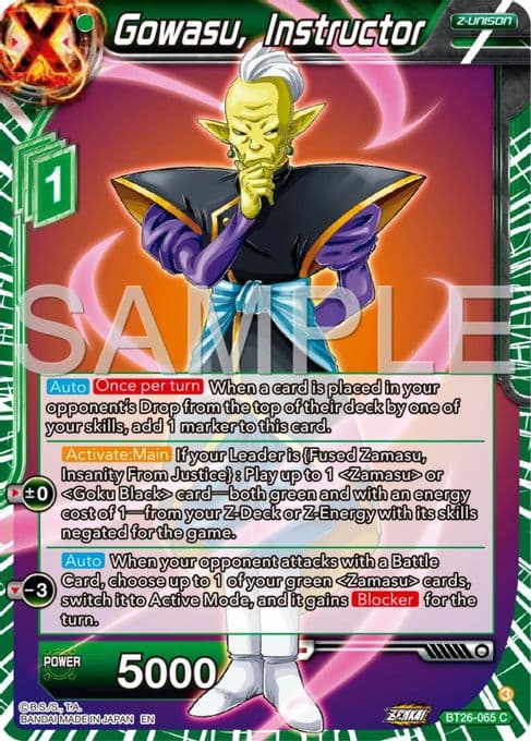 Gowasu, Instructor