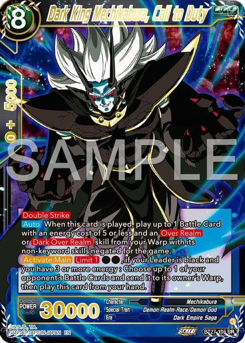 Dark King Mechikabura, Call to Duty