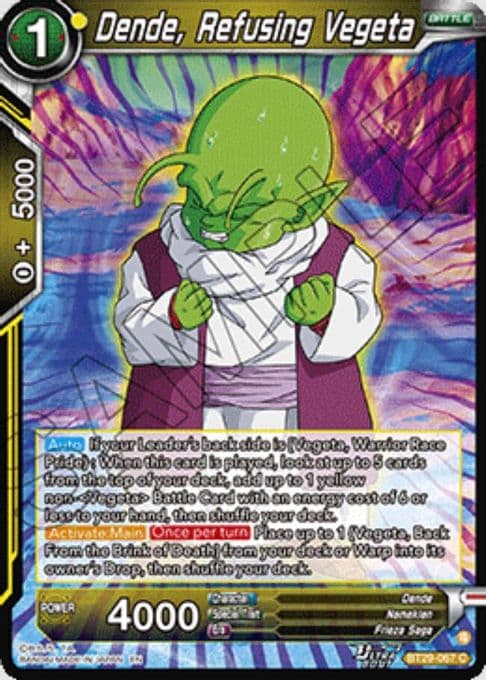 Dende, Refusing Vegeta