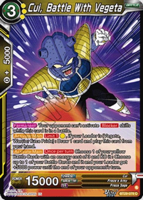 Cui, Battle With Vegeta