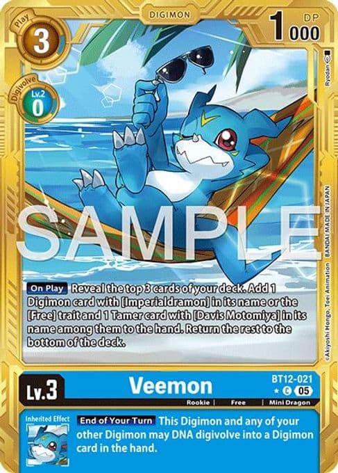 Veemon - BT12-021 (Gold Border)