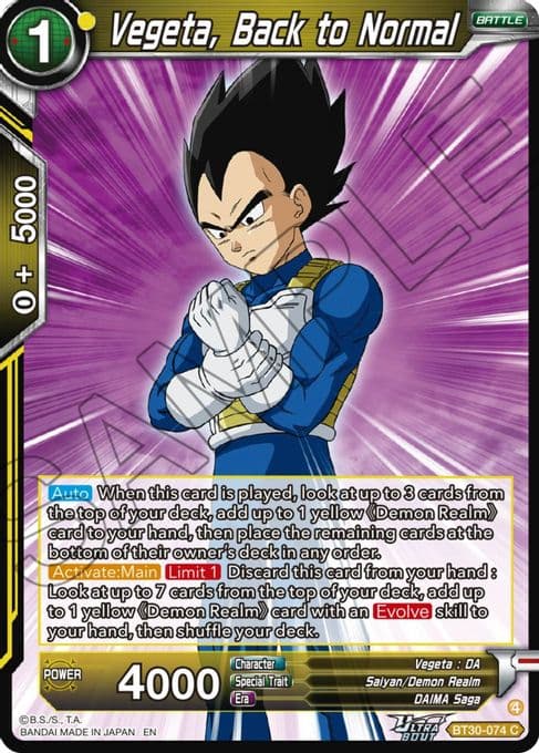 Vegeta, Back to Normal