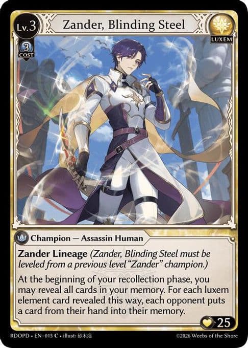 Zander, Blinding Steel