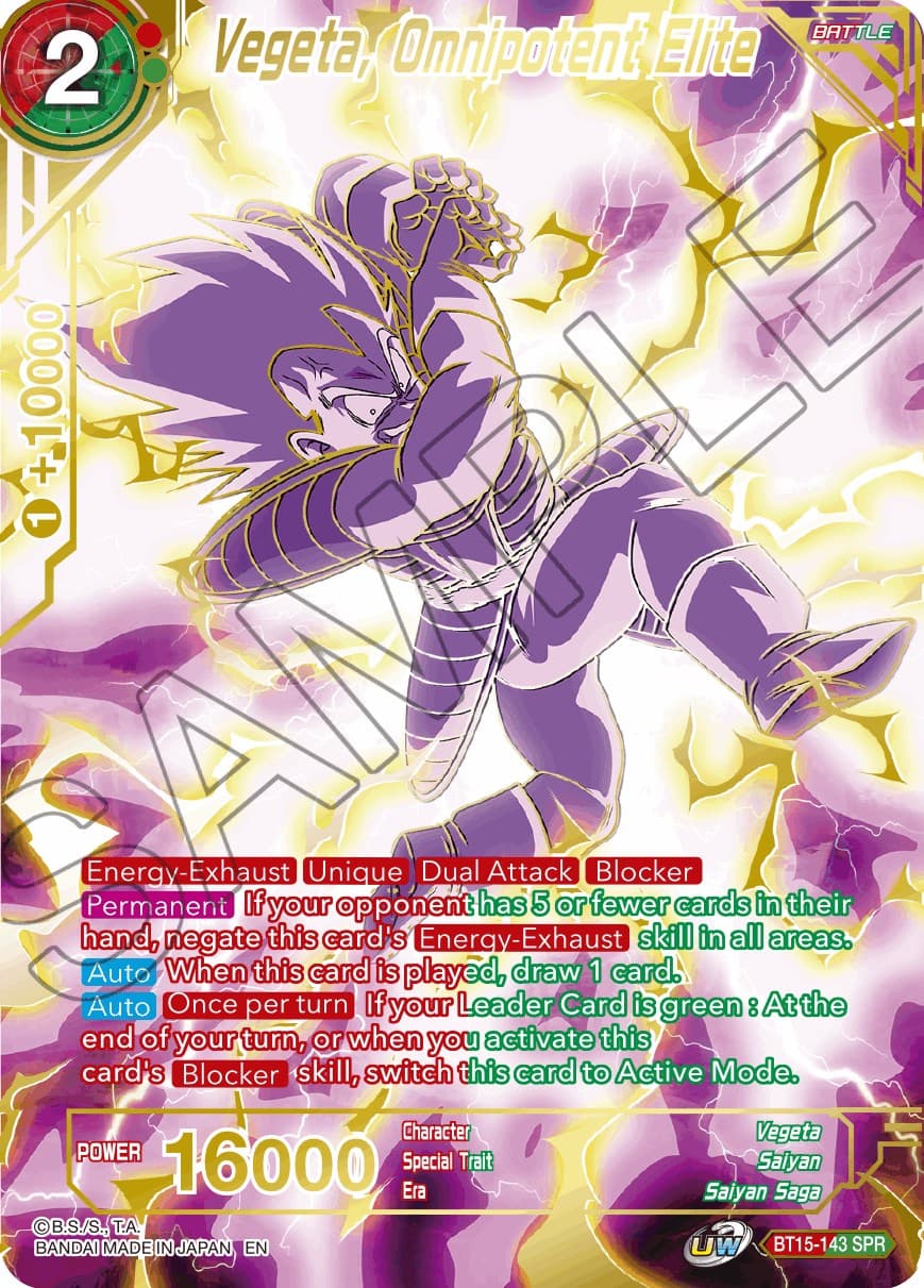 Vegeta, Omnipotent Elite (SPR) — Saiyan Showdown card