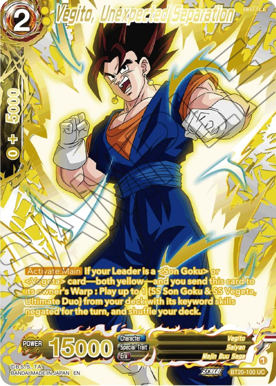 Vegito, Unexpected Separation (Gold-Stamped) — Power Absorbed card