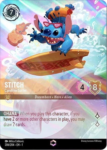Stitch - Carefree Surfer (Enchanted) — The First Chapter card