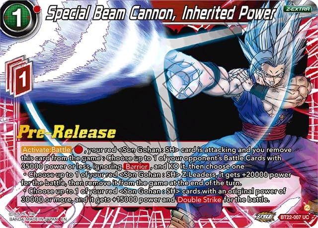 Special Beam Cannon, Inherited Power — Critical Blow Pre-Release Cards card