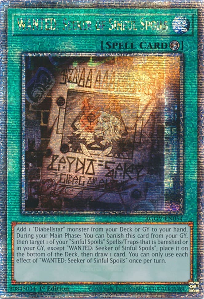 WANTED: Seeker of Sinful Spoils (Quarter Century Secret Rare) — Age of Overlord card